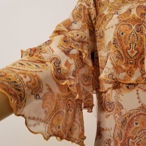 PAISLEY SCARF TIERED BOHO GYPSY DRESS SIZE XS